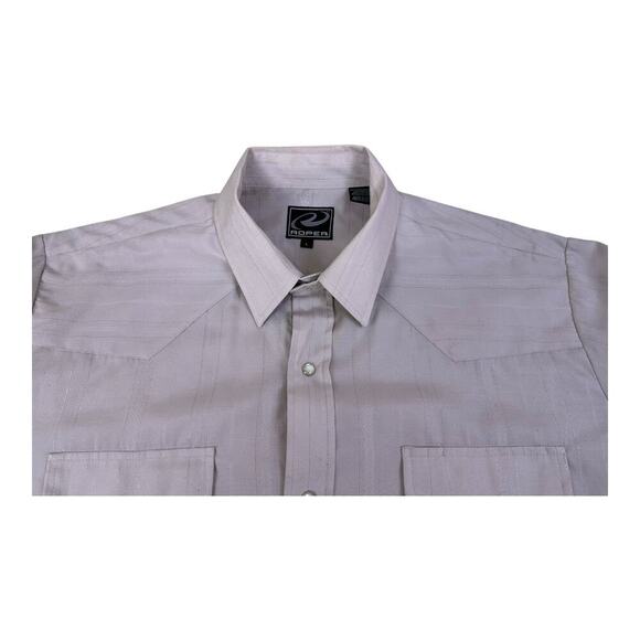 Roper Pearl Snap Shirt Mens Large Cream White 2 Pocket Western Cowboy Rodeo - Picture 14 of 16